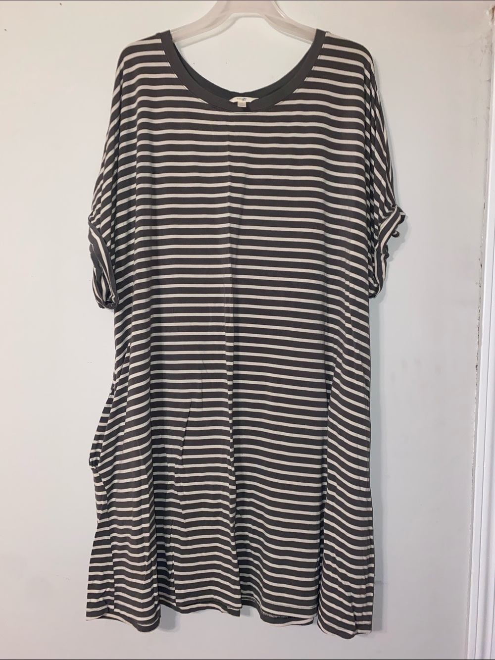 Terra & Sky Green and White Striped Scoop-Neck Midi Dress